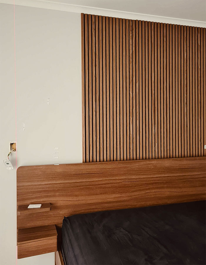 Wiring and rough-in for bedroom feature wall lighting